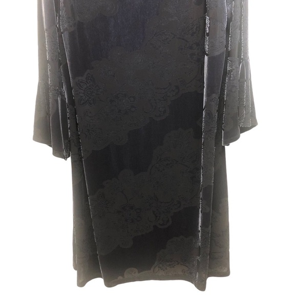 VTG Witchy Core Goth Velveteen Velvet Burn Out Black Purple Midi Dress Plus 2X - Picture 10 of 13